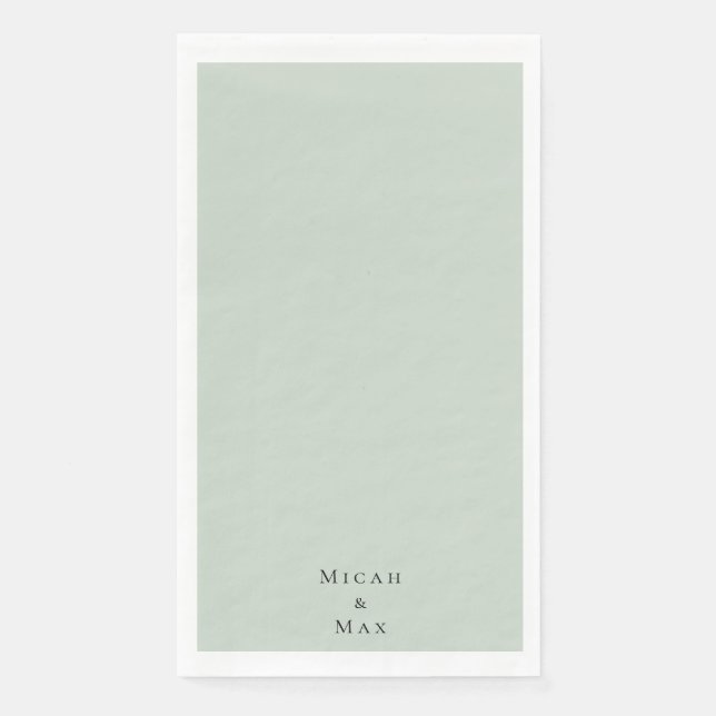 Sage Personalized Wedding  Paper Guest Towels (Front)