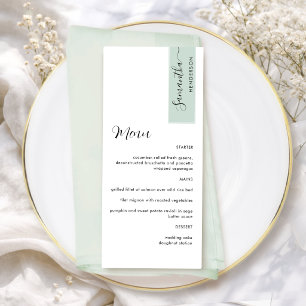 Sage Personalized with Guest Name Elegant Menu
