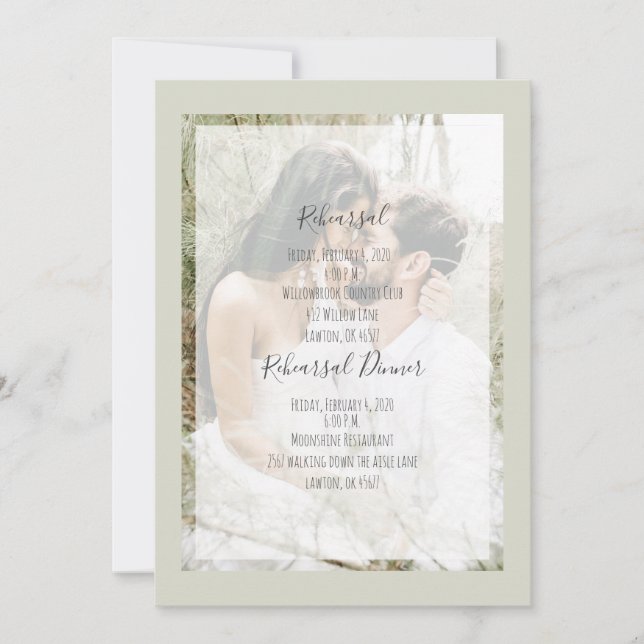 Sage Photo Rehearsal & Rehearsal Dinner Invitation (Front)