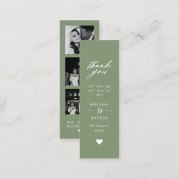 Sage Photo Strip Wedding Favor Thank You Bookmark Calling Card