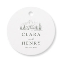 Sage Pine Woodland Wedding Favor Tags