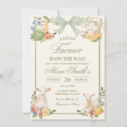Sage Pink Farmers Market Little Farmer Baby Shower Invitation