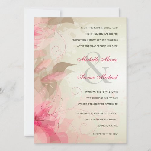 Sage &amp; Pink Floral Formal Wedding Invitations