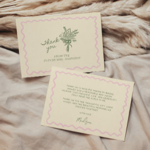 Sage Pink Whimsical Handwritten Thank You Card
