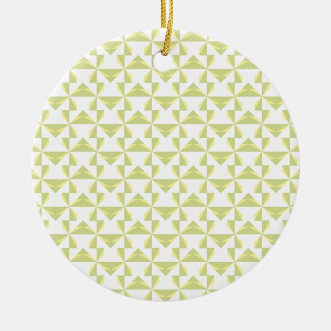 Sage Pinwheels Ceramic Ornament (Front)