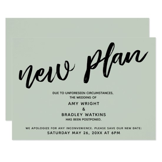 Sage Postponed Wedding Announcement New Plan Card