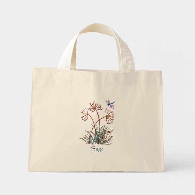Sage pretty dragonfly mini tote bag (Front)