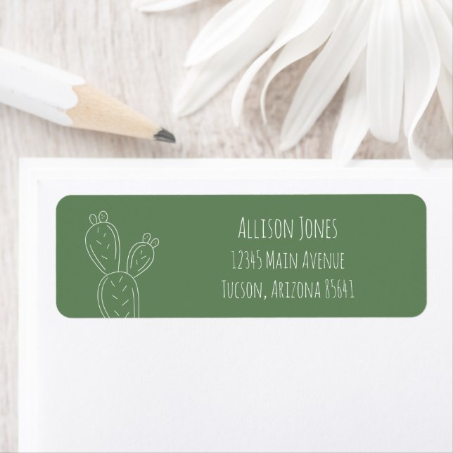 Sage Prickly Pear Cactus Return Address Labels (Insitu)
