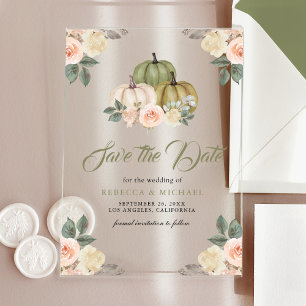 Sage Pumpkin Peach Floral Wedding Save the Date