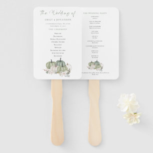 Sage Pumpkins Florals Wedding Program Hand Fan