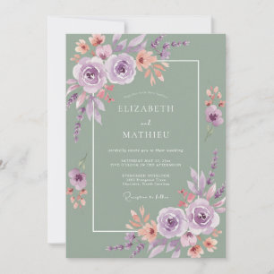 Sage Purple Ethereal Floral Wedding Invitation