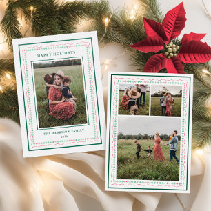 Sage Red Watercolor Frame Letterpress Photo Cards