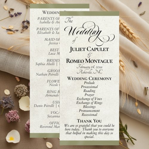 Sage Ribbon Wedding Program