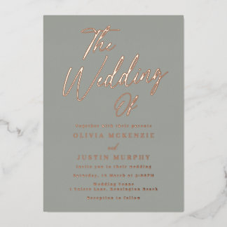 Sage & Rose Gold Modern Wedding Foil Invitation