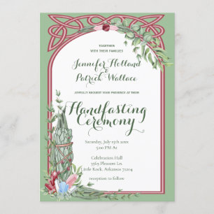 Sage & Rose Herbal Crystal Handfasting Invitation