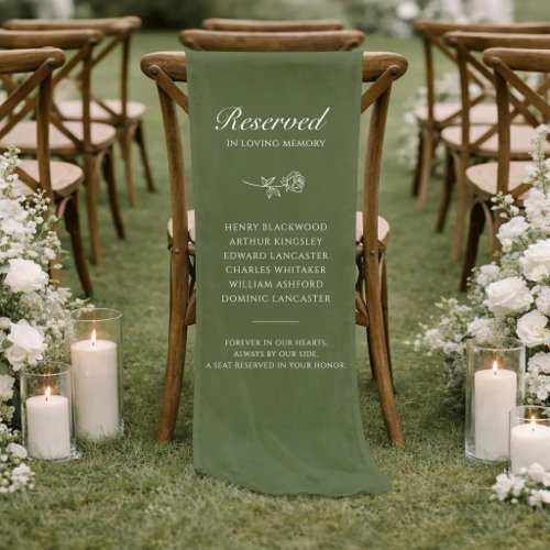 Sage Rose Reserved Honoring Loved Ones Wedding Short Table Runner