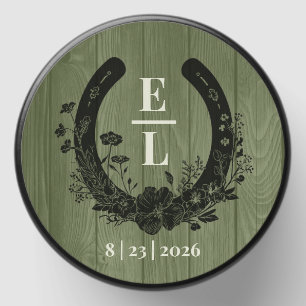 Sage Rustic Horseshoe Monogram Wedding Mini Candle Favors