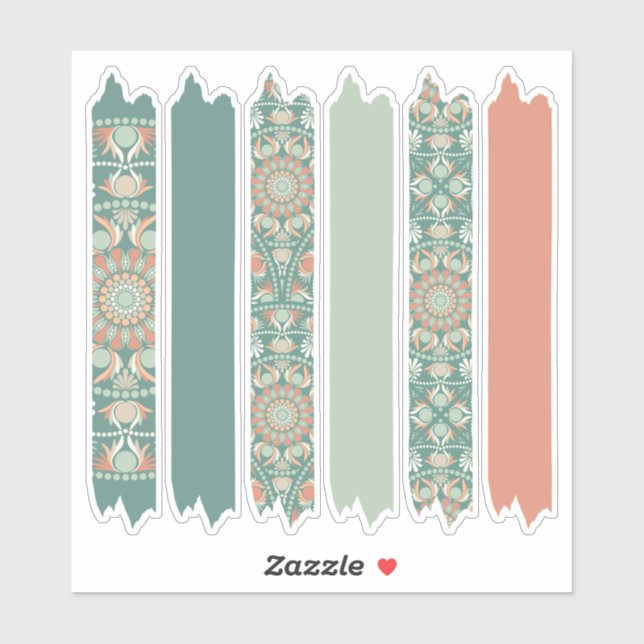 Sage & Sand Retro Cheer Mandala Pattern Washi Tape Sticker (Sheet)