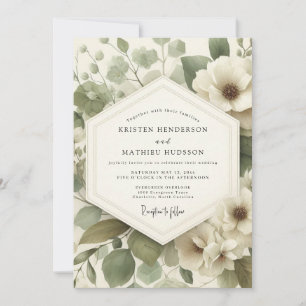 Sage Serene Anemone Wedding Invitation