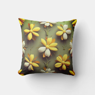 "Sage Serenity - Elegant Floral Pattern  Throw Pillow