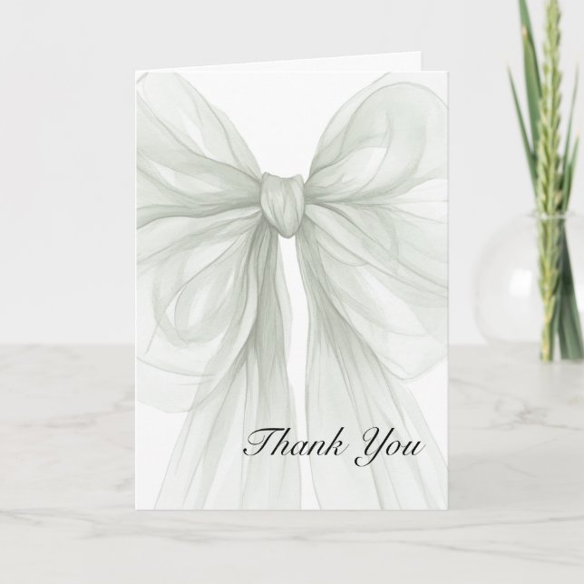 Sage Sheer Bow Elegant Thank You (Front)
