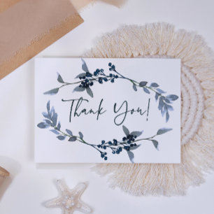Sage Silver Green Floral Elegant Thank You Card