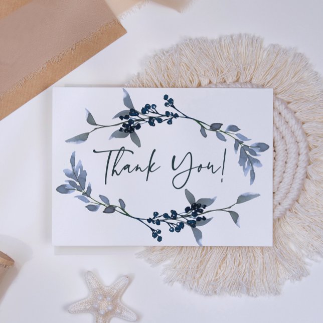 Sage Silver Green Floral Elegant Thank You Card (Creator Uploaded)