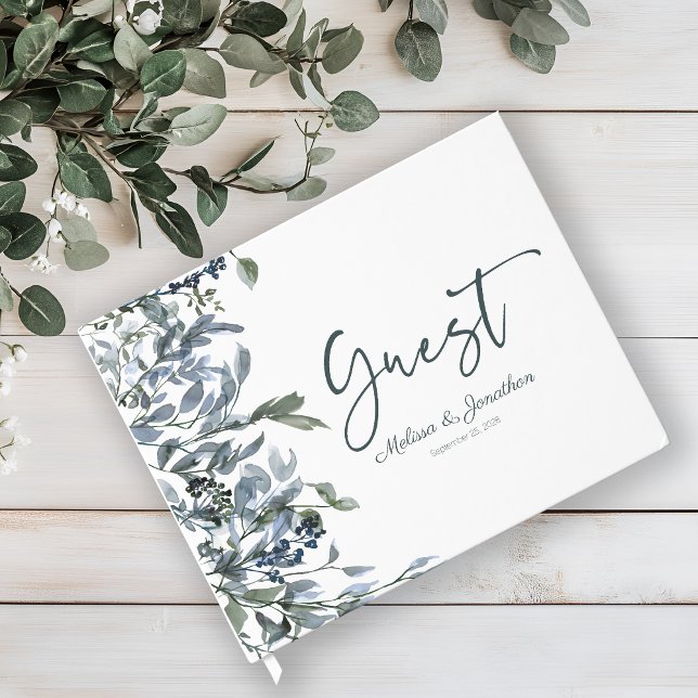 Sage Silver Green Floral Wedding Guest Book (Creator Uploaded)