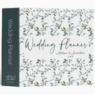 Sage Silver Green Floral Wedding Planner 3 Ring Binder