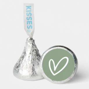 Sage Simple Heart Outline Label for Hershey®'s Kisses®
