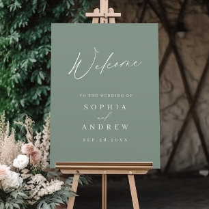  Sage Simple modern script wedding welcome sign
