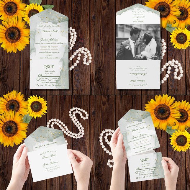 Sage SIMPLE STYLISH WEDDING All In One Invitation (Creator Uploaded)