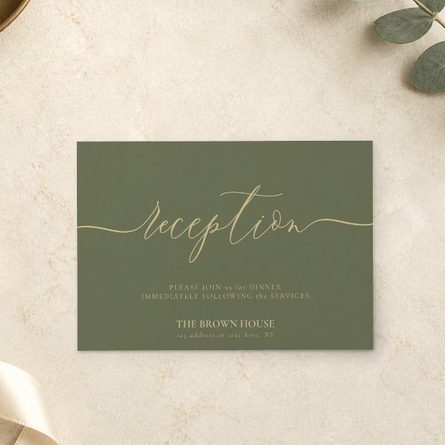Sage Simple Wedding Reception Invitation