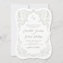 Sage Sketched Vintage Flourish Monogram Wedding