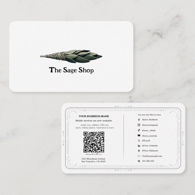 Sage Stick Cleansing Energy Wiccan Pagan Business Card (Front/Back)