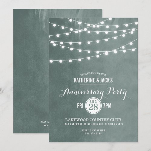 Summer String Lights Anniversary Party Invitation