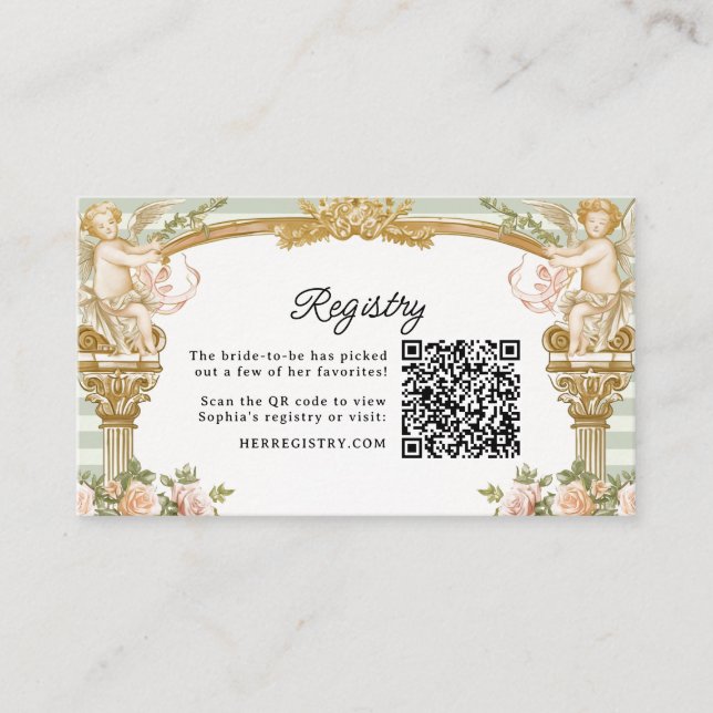 Sage Stripe Bridal Shower Registry Card  (Front)