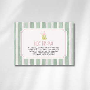 Sage Striped Matcha Bubble Tea Books For Baby  Enclosure Card