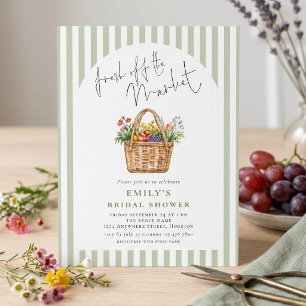 Sage Stripes Fresh off Market Bridal Shower Arch Invitation