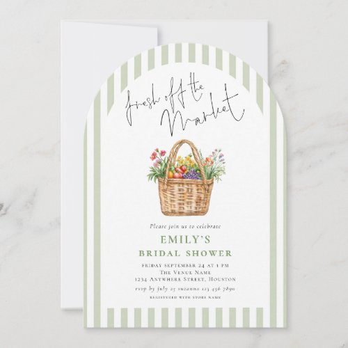 Sage Stripes Fresh off Market Bridal Shower Arch Invitation