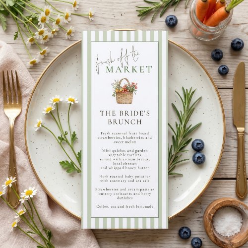Sage Stripes Market Brunch Bridal Shower Menu Card
