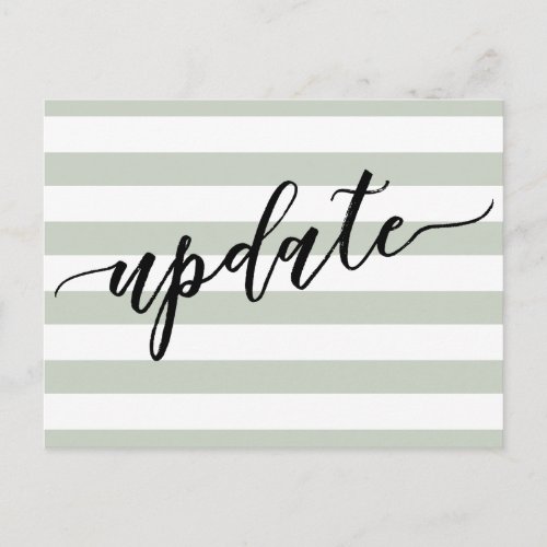 Sage Stripes Postponed Wedding Update Notice Postcard