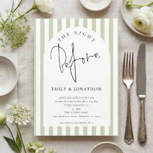 Sage Stripes The Night Before Rehearsal Dinner Invitation