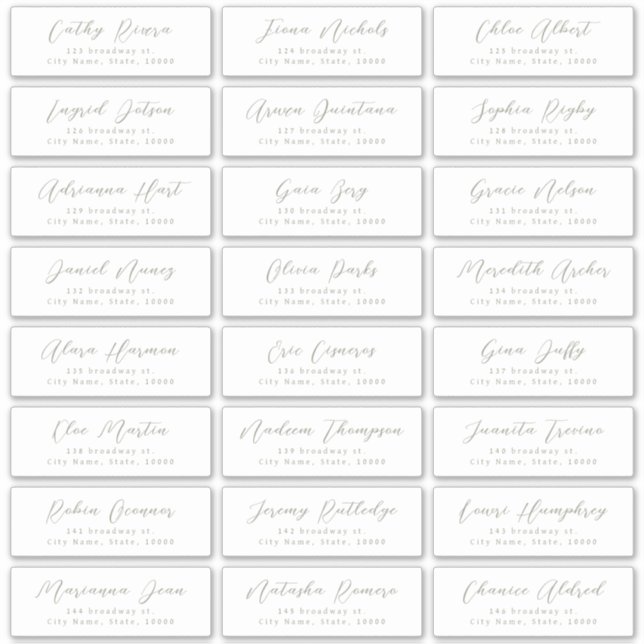 Sage Stylish script wedding guest address label (Front)