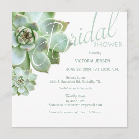 Sage Succulent Garden Bridal Shower Invitation