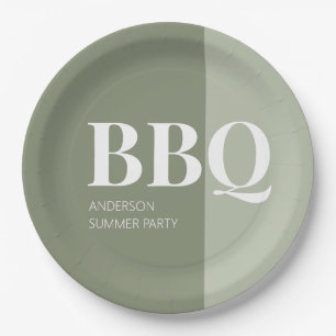 Sage Summer BBQ Party Paper Plates