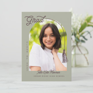 Sage Tassel Grad Announcement with Photo