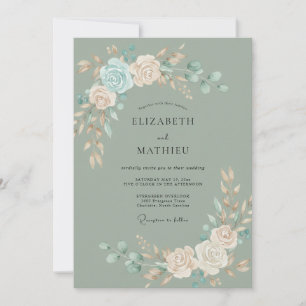 Sage Teal Botanical Serene Wedding Invitation