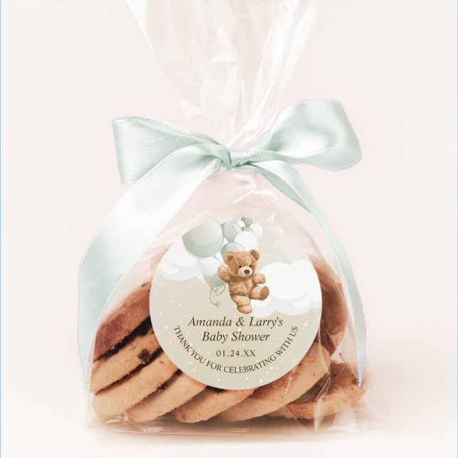 Sage Teddy Bear with Balloons Sticker (Creator Uploaded)