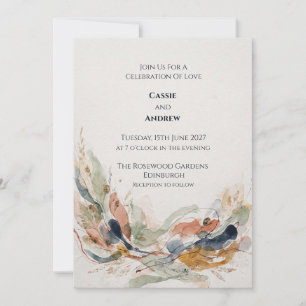 Sage Terracotta Abstract Botanical Wedding Invitation
